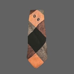 VTG REGAL 1950s Argyle Metallic Floral Brocade Tie